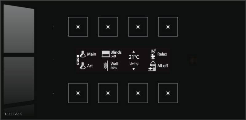 AURUS OLED PLUS, szklany front, czarny (technologia pojemnościowa - 8 pól dotykowych, 8xLED/wyśw. OLED/IR/buzzer/T°sen.),panel montowany w stanard.puszce