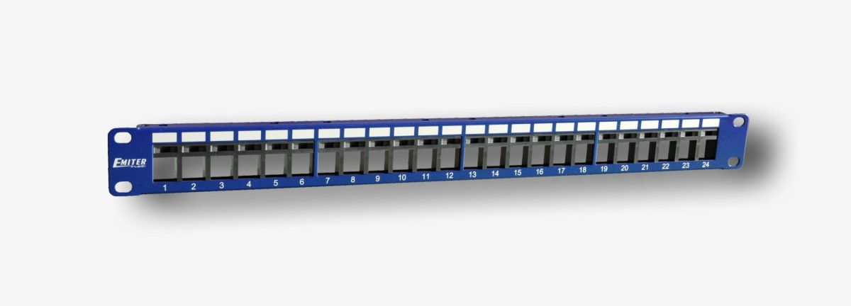 Panel 19" 24xRJ45 UTP (1U) do gniazd beznarzędziowych, nieekranowany, nieuzbrojony, niebieski