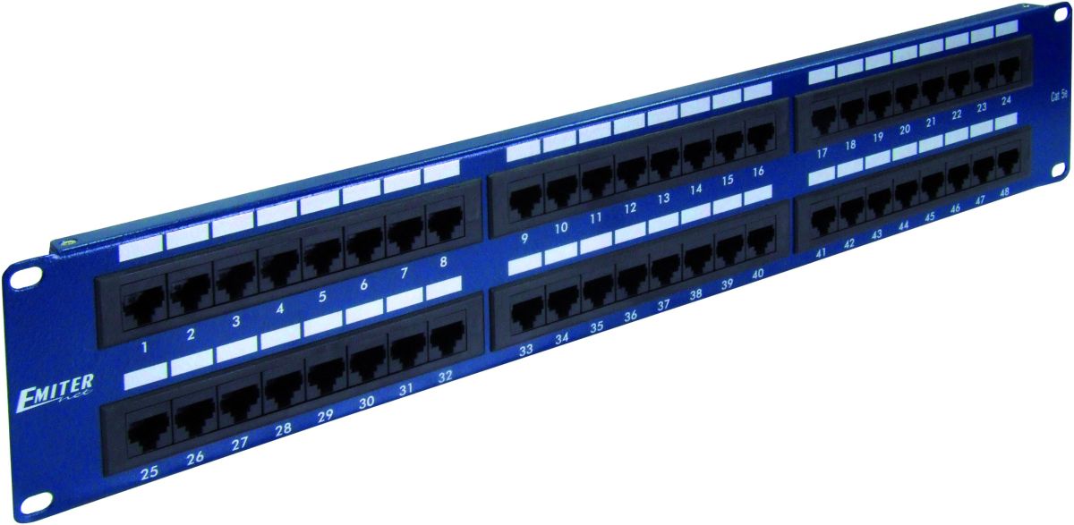 Panel 19", 48xRJ45 UTP kat.5e (2U) niebieski