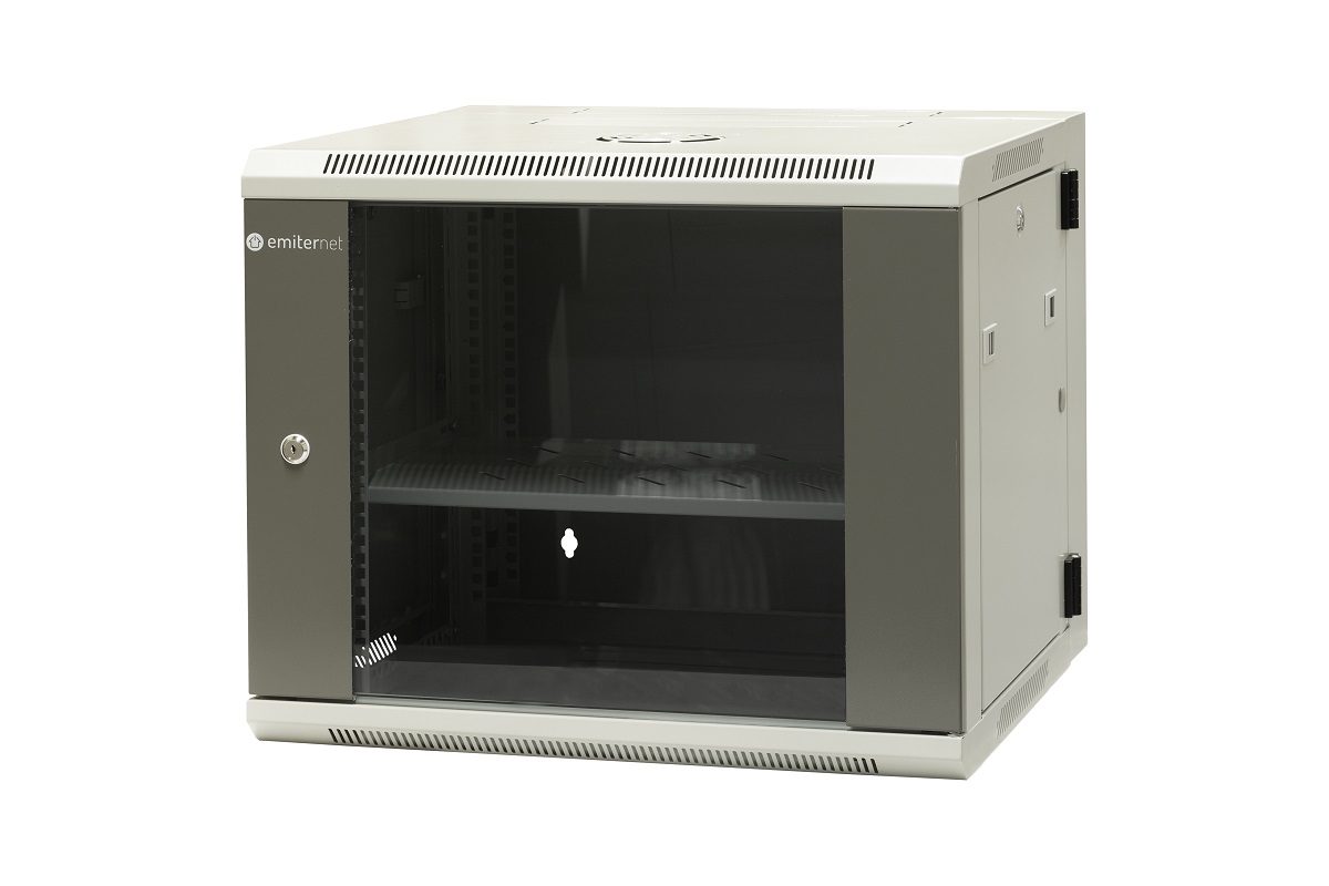 Szafa wisząca dzielona 19" 9U, drzwi blacha/szkło, 600×550×500mm szer./gł./wys. (w zestawie: półka stała oraz komplet śrub montażowych)