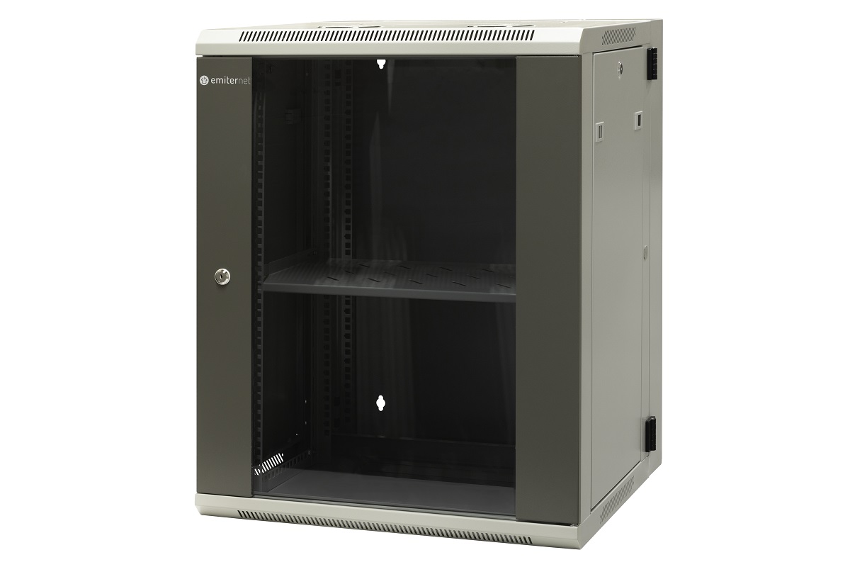 Szafa wisząca dzielona 19" 15U, drzwi blacha/szkło, 600×550×770mm szer./gł./wys. (w zestawie: półka stała oraz komplet śrub montażowych )