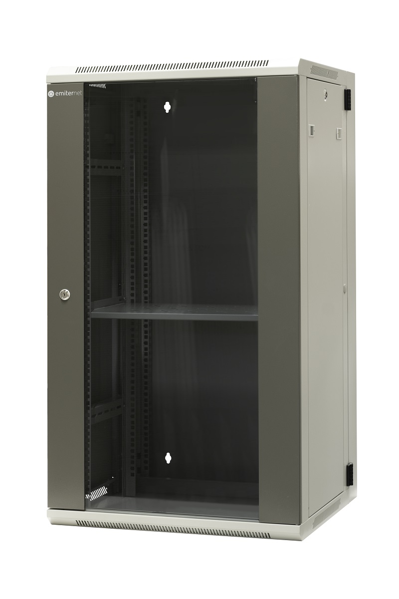 Szafa wisząca dzielona 19" 22U, drzwi blacha/szkło, 600×550×1083mm szer./gł./wys. (w zestawie: półka stała oraz komplet śrub montażowych)