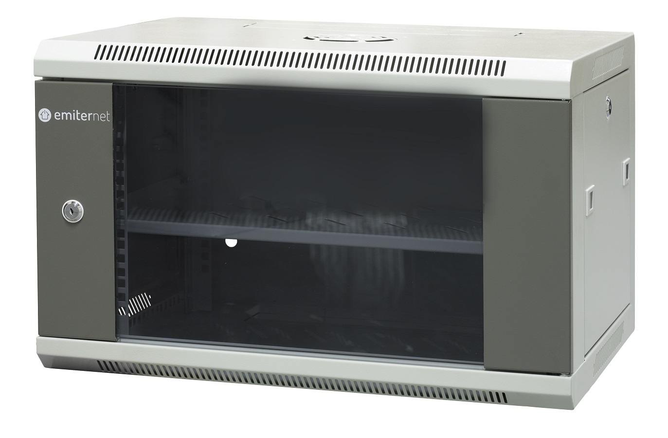 Szafa wiszaca niedzielona 19" 6U, drzwi blacha/szkło, 600×450×370mm szer./gł./wys. (w zestawie: półka stała oraz komplet śrub montażowych)