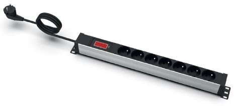 Listwa zasilająca EmiterNet 19" 7-gn.z bolcem, amperomierz, kabel 3mb wtyk uni-schuko