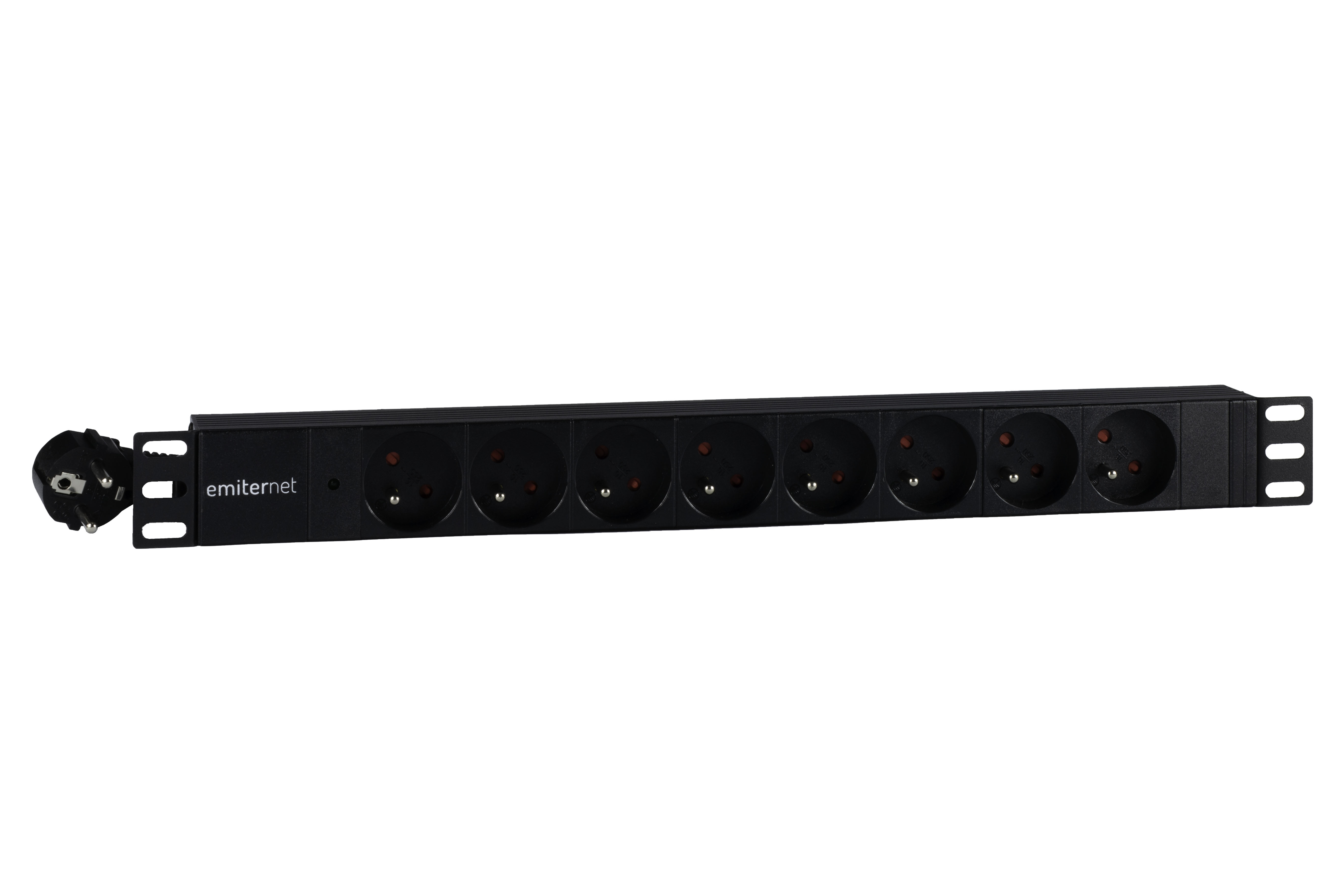 Listwa zasilająca standard EmiterNet 19" 8 gn. z bolcem, wtyk uni-schuko, kabel 2m, LED