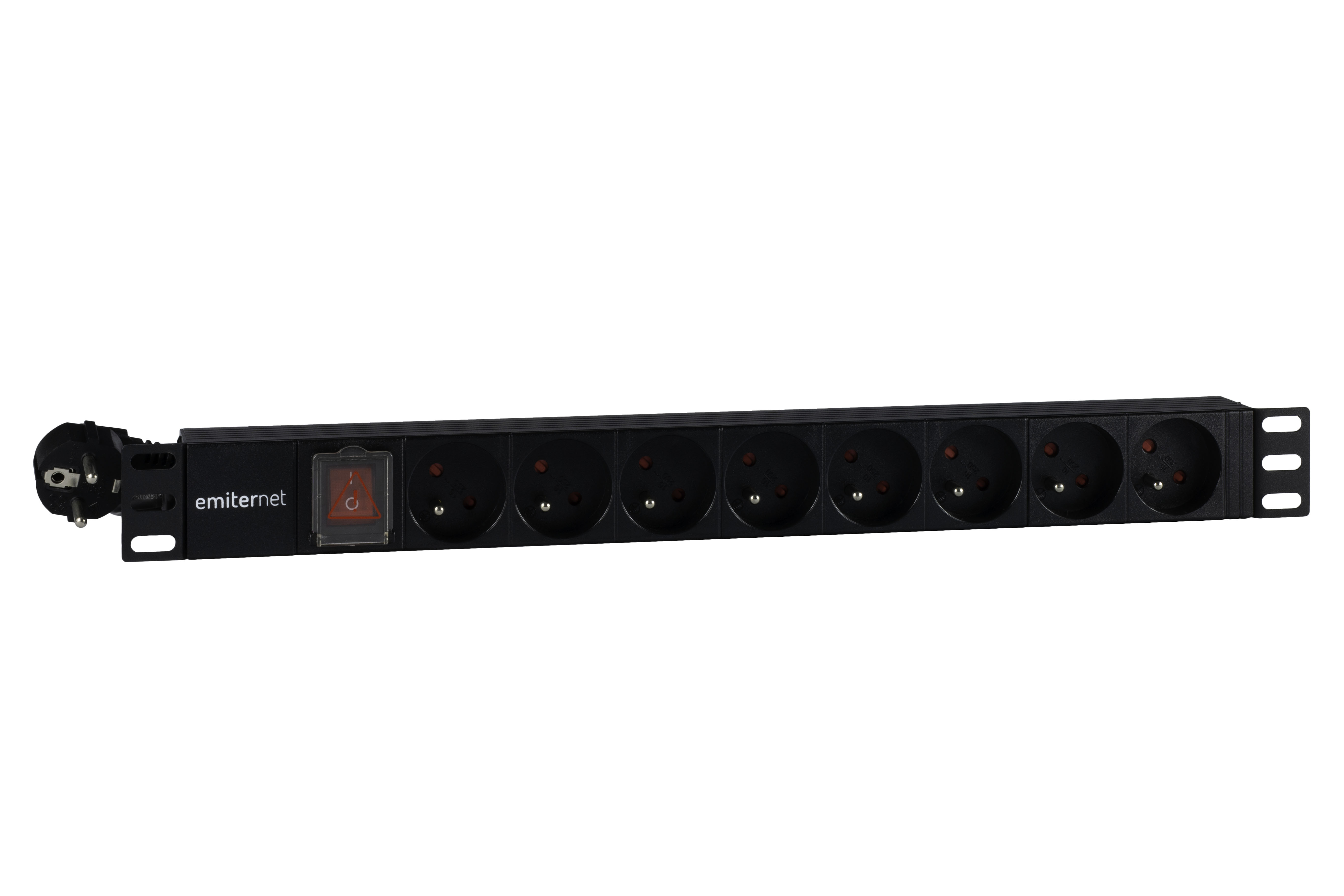 Listwa zasilająca standard EmiterNet 19" 8 gn. z bolcem, wtyk uni-schuko, kabel 2m, wyłącznik