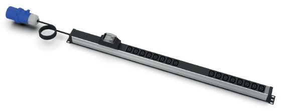 Listwa zasilająca EmiterNet pionowa, 2x wył. MCB C16, 16(8+8) gn. IEC320 C13, kabel 3mb wtyk IEC309A/32A (skręcany)