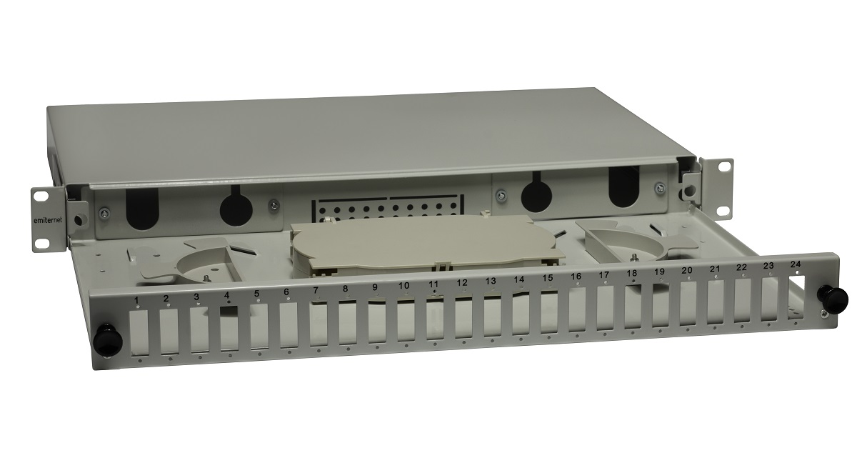 Przełącznica wysuwana 19" 1U 24xSC duplex szara
