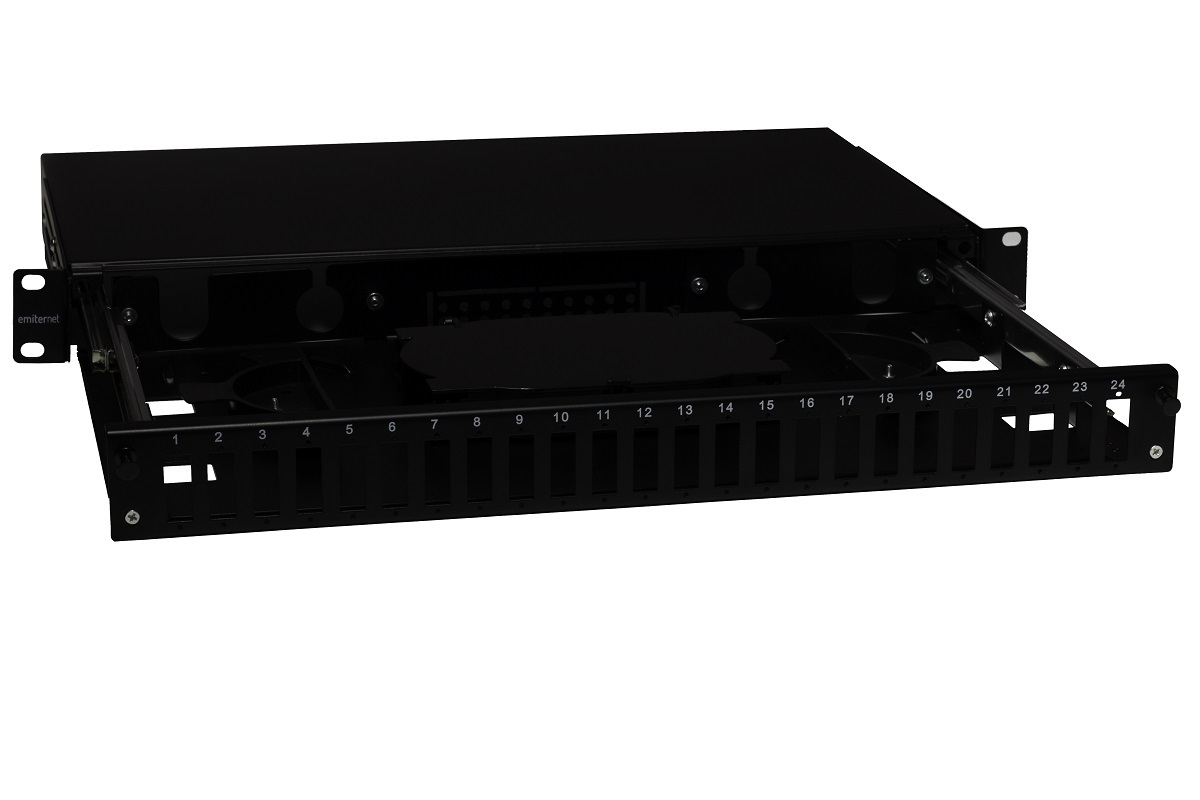 Przełącznica wysuwana 19" 1U 24xSC duplex teleskopowa, czarna
