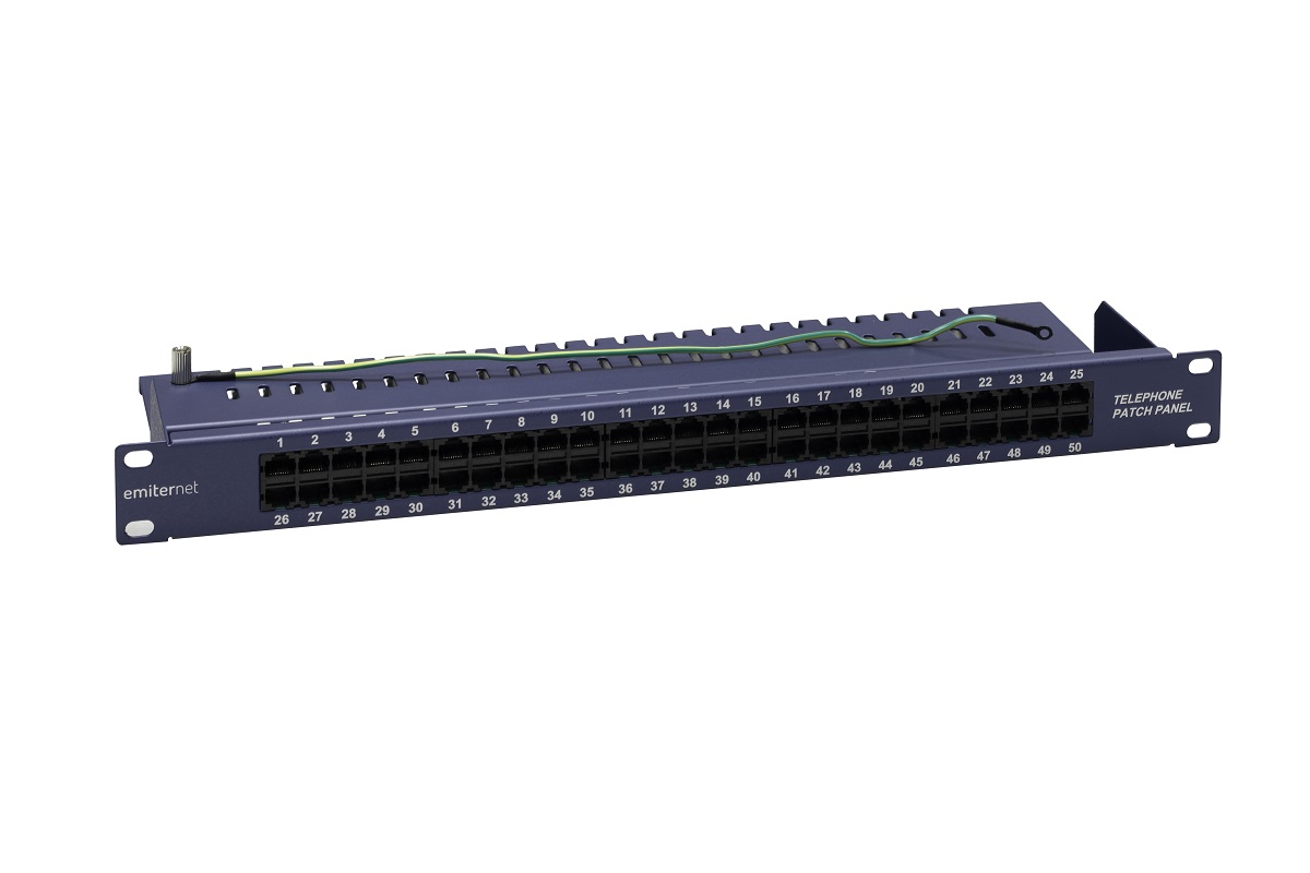 Panel 19" telefoniczny/ISDN 50XRJ45 (1U) niebieski