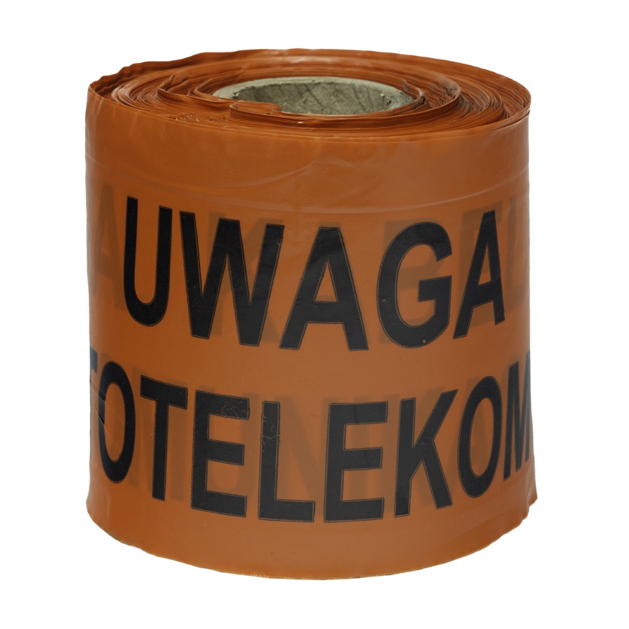 Taśma ostrzegawcza "Uwaga kabel optotelekomunikacyjny" pomarańczowa