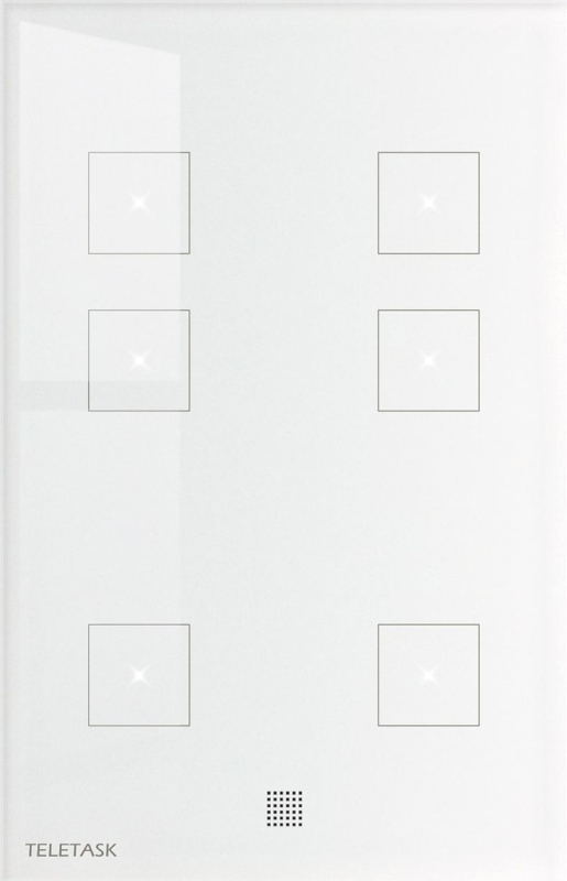 Panel dotykowy AURUS-6, szklany front, kolor biały (technologia pojemnościowa - 6 pól dotykowych, 6xLED/IR/buzzer/H/Voc/T°sen.)