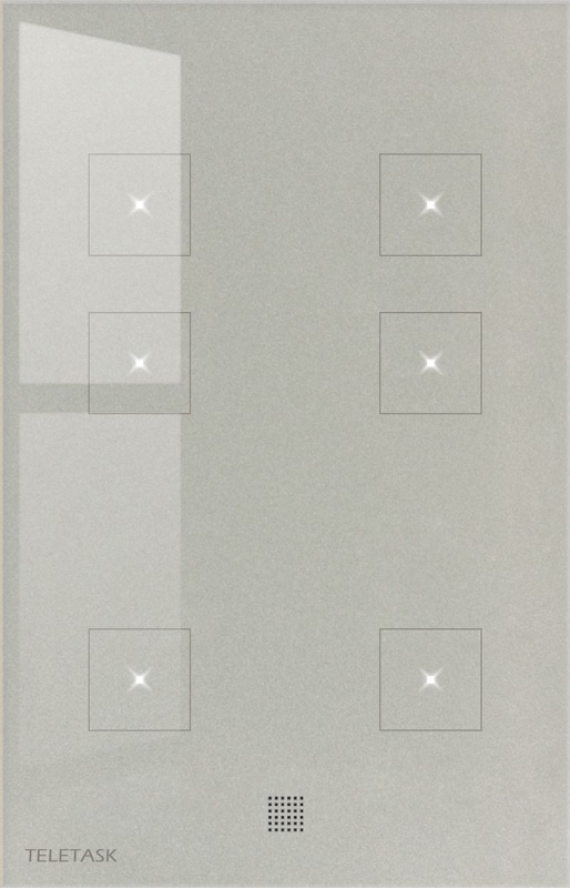 Panel dotykowy AURUS-6, szklany front, kolor szary (technologia pojemnościowa - 6 pól dotykowych, 6xLED/IR/buzzer/H/Voc/T°sen.)