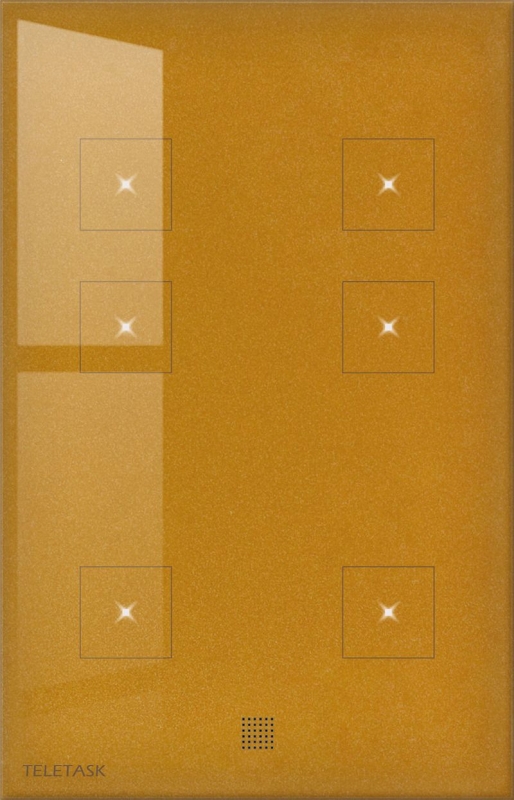 Panel dotykowy AURUS-6, szklany front, kolor złoty (technologia pojemnościowa - 6 pól dotykowych, 6xLED/IR/buzzer/H/Voc/T°sen.)